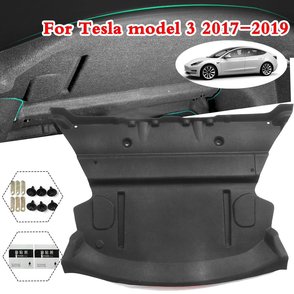 2X Bil bagfra Kuffert Lydisolerede Bomuld Mat Lyd Bevis Sløvende Beskyttende Cover Sticker Til Tesla Model 3 2017 2018 2019 2020