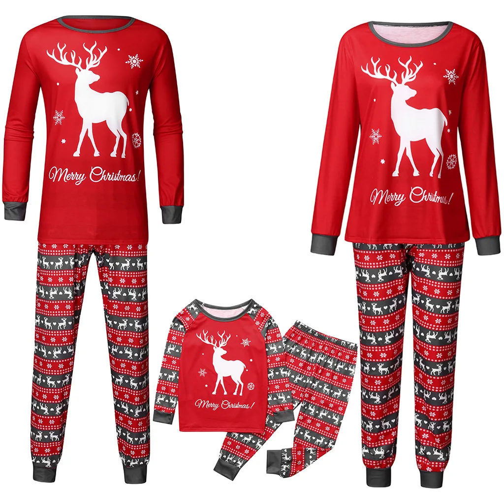 Jul Familie Matchende Pyjamas Pjs Sæt Xmas Nattøj Nattøj Xmas Afslappet Langærmet Baby Kid Tøj Sæt, Familie Billeder