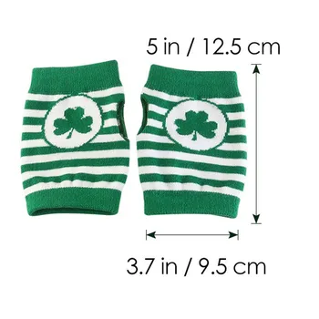 1 Par Kvinders Ny Trend Irske St. Patrick ' s Day Shamrock Stribet Party Handsker guantes para artritis Fingerløse handsker 8.13
