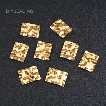 10-500-Pc ' er Messing Smykker Charms Metal Finde Rektangel Geometriske Rynke Blank Stempling Vedhæng Finde til smykkefremstilling