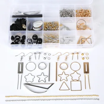 15 Grid-Blomst og Sort Sort Shell Charms Guld Sølv Farve Earring Vedhæng DIY Perler Kit Sæt til Øreringe Smykker Tilbehør