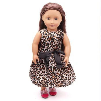 18 tommer Piger dukke Tøj Fashionable leopard kjole Amerikanske nyfødte nederdel Baby legetøj passer 43 cm baby dukker c85
