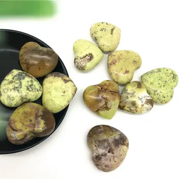 1pc Naturlig Grøn Opal Kvarts Krystal Hjerte Formet Slebne Sten, Healing Indretning Naturlige Sten og Mineraler
