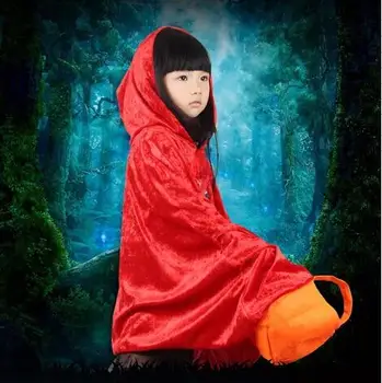 2017 Høj Kvalitet, Gratis forsendelse Børn Velvet Little Red Riding Hood Cape til Halloween fest,piger i Little Red Riding Hood Kap