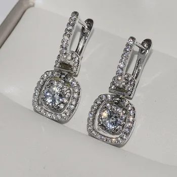 2019 hot salg 925 sterling sølv Luksus gruppe med luksus damer shine zircon øreringe øreringe platinum øreringe smykker