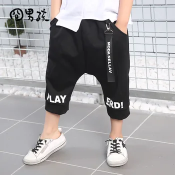 2019 nye fashion Boy bukser børn er vilde bære bukser mandlige kids sommer mode kalv længde drenge hip hop tøj 2 3 4 6 8 Ys