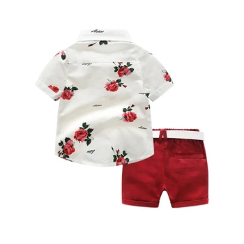 2019 Sommeren Herre Korte Ærmer, der Passer Blomstret Skjorte Toppe Shirt, Shorts 1-7T Afslappet Tøj, Barn Kids Baby Drenge Tøj Sæt