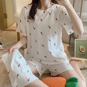 2020 Hot Salg Kvinder Korte Ærmer Damer Pyjamas Sæt Shorts Søde Tegneserie Nattøj Japansk Simple Kort Pyjamas Dame Homewear