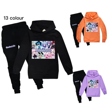 2020 Mode Fritidstøj Drenge Sweater + Casual Bukser Sæt Bomuld Kids Tøj Gacha Liv Pige Halloween Outfit Hætteklædte Drenge