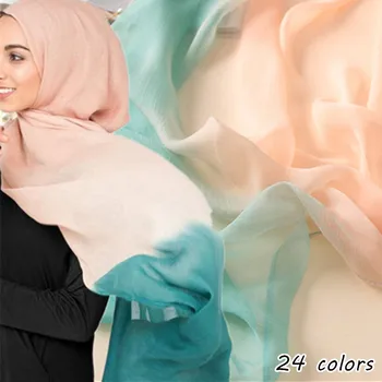 2020 nye store tørklæde silke crepe ombre sjal Sarong pæn farve nuance tørklæder og sjaler mode muslimske hijab tørklæder af silke blød wrap