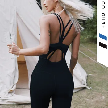 2021 Buksedragt Kvinder Elegant Fitness Tynde Åndbart Solid Farve Sexet Overalls Anti-Rynke Sport Yoga Sæt Streetwear Kvindelige