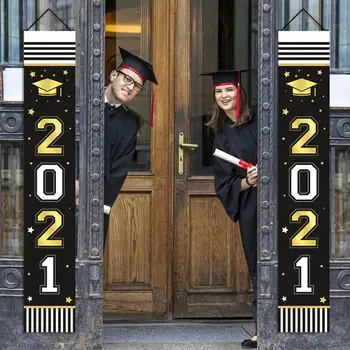 2021 Graduation Party Dekorationer Eksamen Dekorationer Bannere Døren Veranda Hængende Bannere, Skilte Toppers Klasse Af 2021
