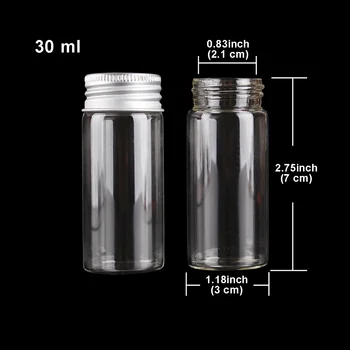 24pcs 30 ml 1 OUNCE Glas Flasker med Aluminium Caps 30*70 mm Glas, Gennemsigtig Glas Containere Parfume Flasker