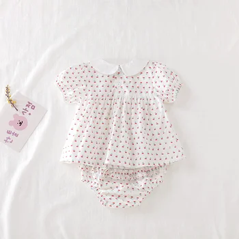 2stk/Masse Sommeren Spædbarn Baby Piger Tøj Sæt Bomuld Blomst Kirsebær Print Bluse Shirt+flæser Shorts Baby Sæt Pige Tøj