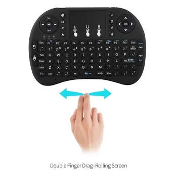 3 Farver Baggrundsbelyst i8 Mini Trådløse Tastatur-2.4 ghz-engelsk russisk 3 Farve Air Mouse with Touchpad Fjernbetjeningen Android TV Box