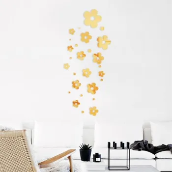 3D wallsticker 27 stk/sæt DIY Spejl Wall Stickers Blomst Hule Mur Indretning Stickers til børneværelset Dekoration Soveværelse Indretning
