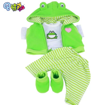 48cm Frog Søde Genfødsel Dukke Tøj 4-piece Dragt, Frakke, T-shirt Personlige Udskiftelige Tøj Vaskes Afslappet Baby Dukke Tilbehør