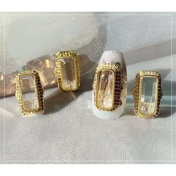 5pcs/masse Ægte Guld Krystal Sand Zircon Nail Art Rhinsten metal manicure søm tilbehør DIY Negle Dekoration Søm charms