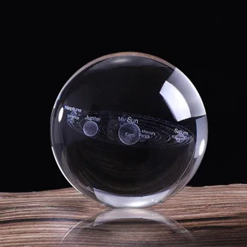 60/80mm Solar System krystalkugle Kloden 3D Kosmiske Stjernede Kvarts Glas Bolden Miniature Planeter Model Sfære Glas Globe Home Decor