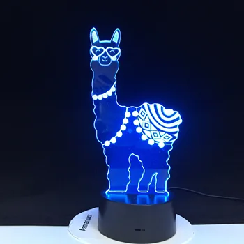 Alpaca 3D Akryl Nat Lamper lama Søde Dyr Får Night Lights Flerfarvet LED Touch-USB-Batteri Bruser Belysning Gave