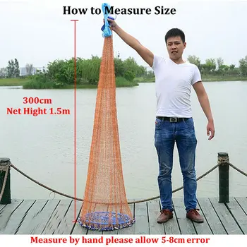 Amerikansk Hånd Kaste Net med Flyvende Disc Let Smide USA Stil fluefiskeri Net Diameter 3M-7.2 M Udendørs Fiskeri Netværk Gill Net