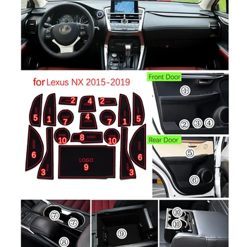 Anti-slip Døren Rubber Cushion Cup for Lexus NX~2019 200T 300 300H AZ10 NX200T NX300 NX300h Groove Mat Interiør Acccessories