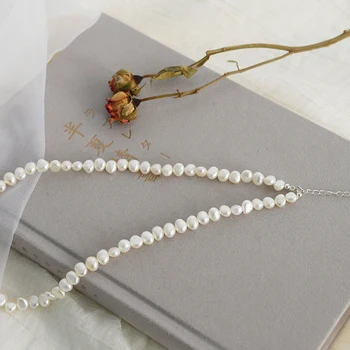 ASHIQI Naturlige Ferskvands Perle Choker Halskæde Barok perle Smykker til Kvinder bryllup 925 Sølv Engros Smykker Gave