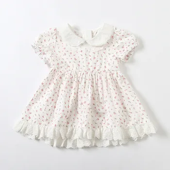 Baby Piger Dress Peter Pan Krave Blonde Blomster Print Børn Kjoler For Piger Toddler Spædbarn Kjole babytøj 0-3Y