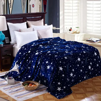 Bright stars sengetæppe tæppe 200x230cm Høj Tæthed Super Blød Flannel Tæppe til for den sofa/Seng/Bil Bærbare Plaids51