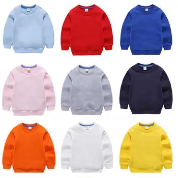 Børn Efteråret Sweatershirt Langærmet Ensfarvet Trøje Børn Designer Sweatshirt Bomuld Almindelig Drenge Ny Runde Hals Skjorte