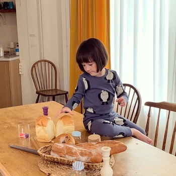 Børn Homewear Sæt Tøj 2020 Nye Vinter Efterår L D Drenge Piger Søde Print Pyjamas Sæt Baby Barn Mode Nattøj