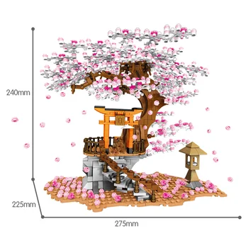 City Street View Idé Sakura Stall Inari Shrine Mursten Venner Cherry Blossom Landskab Hus Træet Byggesten Legetøj