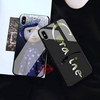 Coraline filmens Mønster Glas Phone Case til Apple iPhone-11 Pro X XS Max 6 6S 7 8 Plus 5 5S SE
