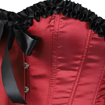 Corset Top med Satin Bustier Korsetter Overbust Kostumer til Damer Shaper Gothique Victorianske Sexet Halloween Pink Grøn Rød Corsage