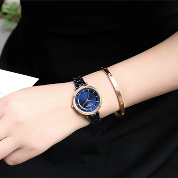 CURREN Kvinder Ure Luksus Metal Bracelet-Armbåndsur Klassiske Mode Kvarts Ur Blå Kvindelige Rustfrit Stål Dress Watch