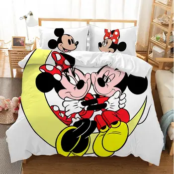 Disney Børn 3D-sengetøj sæt Dynebetræk Pudebetræk, sengetøj sæt Børn tegnefilm Mickey, Minnie Bløde Søde seng sæt