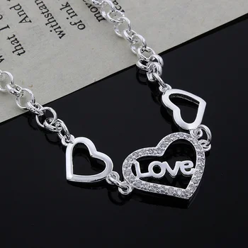 DOTEFFIL 925 Sterling Sølv hjerte Til Hjerte AAA Zircon Armbånd Til Kvinder, Bryllup, Engagement Party Mode Smykker