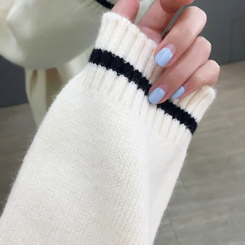 Efterår og vinter strikkede 2020 nye koreanske kvinder trøjer kvinder løs ydre slid dovne strik sweater cardigan jakke