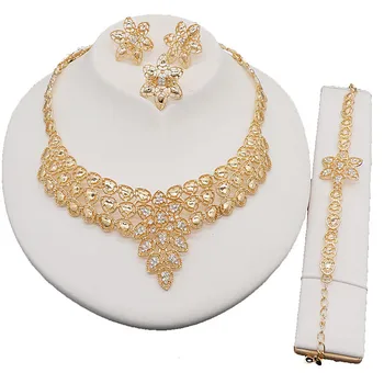 Engros-pris 24k guld smykker sæt, afrikansk smykke sæt kvinder smykker sæt bryllup halskæde