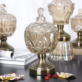 Europa-Candy jar amber relief med låg glas sukker jar amber tørret fructose max stue møbler bryllup dekoration