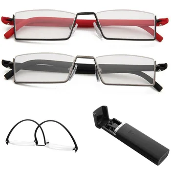 Fleksible Sort Tr90 Halv Frame Semi Uindfattede Læseren At Læse Briller Med Sagen