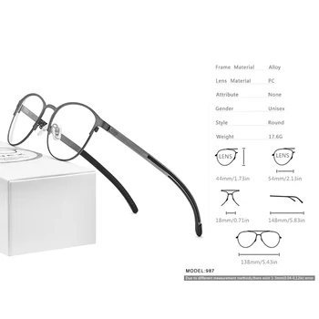 FONEX Silikone Legering Optiske Briller Ramme Mænd Recept Retro Runde Nærsynethed Briller Kvinder Metal Skrueløs Brillerne 987