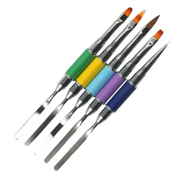 Gradient Farve Stang Nail Art Pensel Dobbelt-ended Pusher Lysbehandling Pen til Hjem Salon (Grøn)