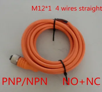 Gratis forsendelse, 5m M12* 1 4 ledninger, 4-pin NPN/PNP, NO+NC lige stik sensor stik kvindelige 5 meter kabel