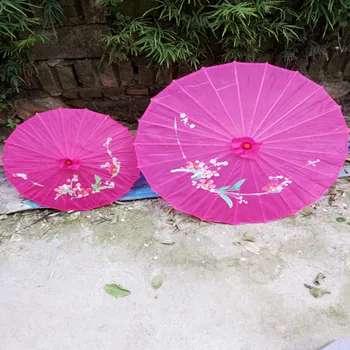 Hot sell 50stk/masse Farverige håndmalede Blomster bryllup silke klud parasol Kinesisk paraply For Brylluppet part, der lin2622