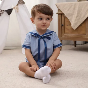 Ins Sommeren Spanske Børn Bomuld Kvalitet England Navy Stil Børnehave Tøj Toddler Dreng Tøj Boutique-Kids Tøj