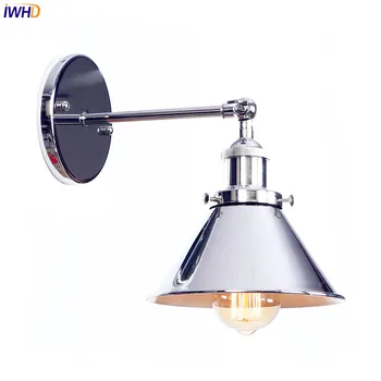 IWHD Justerbar Sølv Vintage Væg Lampe Ved siden Badeværelse Spejl, Loft Retro væglampe Sconces Industriel Home Lys Armatur