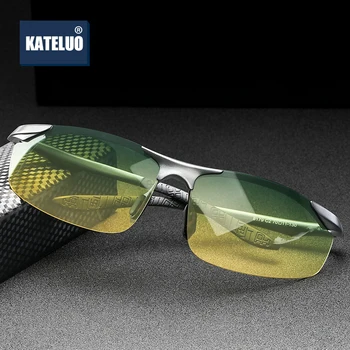 KATELUO 2020 Dag Night Vision Goggles Anti-glare Briller for Kørsel Herre Polariserede Solbriller Uindfattede solbriller til Mænd 8179