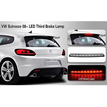Klar Linse, Rød LED Bageste 3rd Tredje stoplygte For VW Scirocco 2008-2016,med 10 Piranha Friske Røde LED-Lys