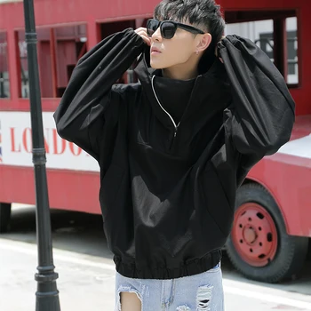 Koreansk stil, casual løs hætteklædte jakke bat-shirt løs jakke Europa og Usa høj Harajuku street style stor siz